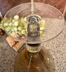 Martini Glasses (2) Amber and Heavy Clear Stem with Controlled Bubble under Bowl