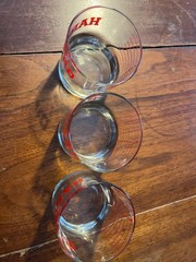 Vintage Harvard Measuring Glass Tumblers – Red Lettering – Set of 3