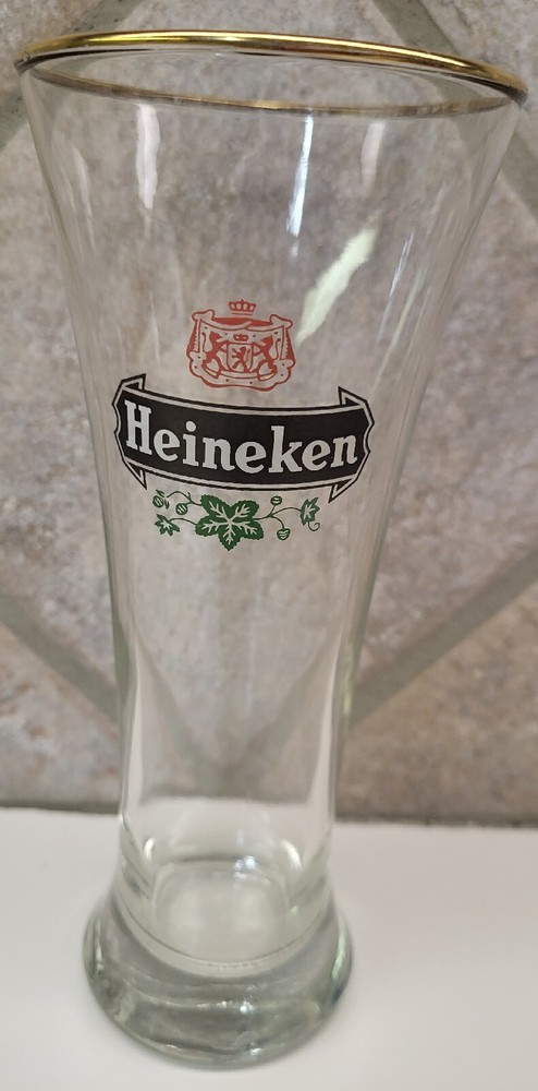 Heineken Beer Pilsner Glass with Gold Trim 12 fl oz