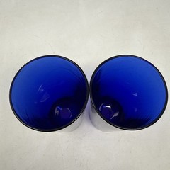 VTG Lot of 2 Reims France Cobalt Blue Tall Tumbler Drinking Water Glasses 5.5″