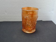 Antique Dugan Marigold Carnival Maple Leaf 8 oz Tumbler Glass