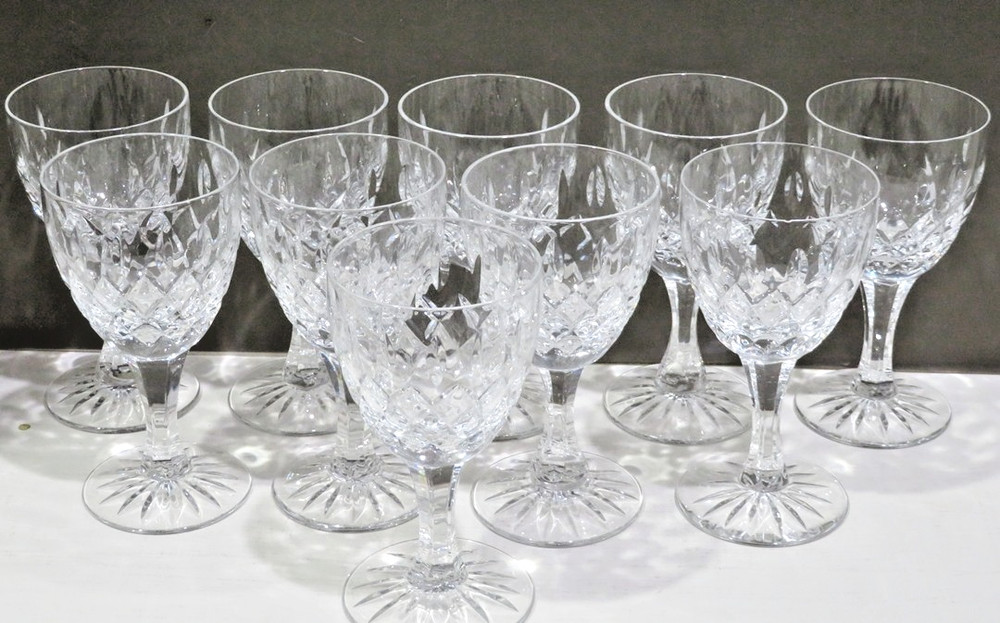 Royal Brierley Hand Cut Crystal «Gainsborough» SET 10 Wine Glasses 5 1/2″