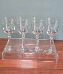 Fostoria Holly Clear (6030) MCM Crystal Water Wine Goblets 7-7/8″ – Set of 4