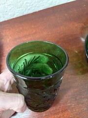 Anchor Hocking Vintage MCM Green Sandwich Custard Cup/Juice Glasses