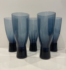 MCM Imperial Glass – Ohio Reflection Blue Set Of 5 Iced Tea Glasses 8″