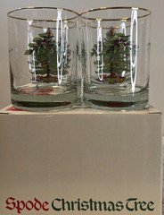 Spode Christmas Tree Double Old-Fashioned Glasses Set Of 4 USED