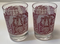 Two (2) Royal China Memory Lane Pink 4 oz. Glassware Juice Tumblers