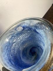 Cobalt Blue Hand Blown Goblet Chalice Brass Stem DECORATIVE ONLY