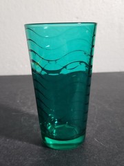 Vintage Sea Green 12oz Glass Tumbler Wavy Pattern by Pasabahce Glass