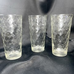 Anchor Hocking Vintage Honeycomb Milk Glass Tumblers Set of 3