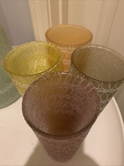 VTG MCM Glass Spaghetti String Bar Set Pitcher & 8 Tumblers Multicolor