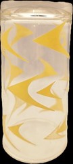 5″ Cocktail Glass w/ YELLOW BOOMERANG Design ACL HI-BALL Drinking GLASS 1960s