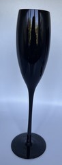 Vtg Mikasa Elite Black Fluted Champagne Flute 10 1/8” Blown Glass Set Of 4