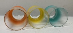 60s MCM Vintage Libbey Blendo Frosted 3PC Juice Cocktail Tumbler Glasses – AS IS