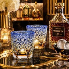 Edo Tokyo Kiriko Luxury Crystal Glass Knights Templar Whiskey Brandy Tumbler Cup