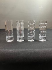 Cheers by Mikasa – Set of Four Multi-Motif Crystal Shot Glasses