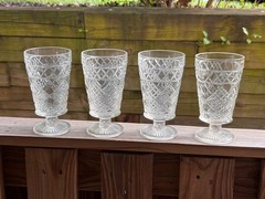 4 1950s Hazel Atlas BIG TOP Iced Tea Tumbler Goblet 8oz Glasses 5.75″ Tall