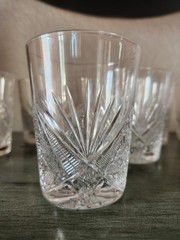 ANTIQUE CUT CRYSTAL TUMBLER SMALL AND LARGE DIAMOND AND FAN GLASS Lot Of 9