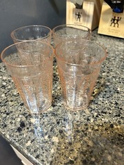 4 Pink Hocking Glass Princess Flat Juice Tumblers