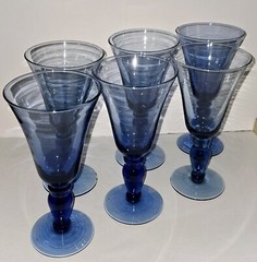 Mikasa Domain Blue Water Goblet Handblown Glass 8″ Vintage 1998