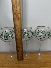 Lenox Holiday 16 oz. Balloon Wine Glasses, SET of 6 ~ Gold Trim, 8.25″ MINT