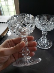 4 champagne glasses sherbet, Brilliant Period Cut Crystal Val St Lambert 3157/17