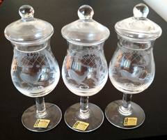 (3) E&AB Hand Blown Crystal Neudenau Germany Brandy Cognac Snifter with cap/lid