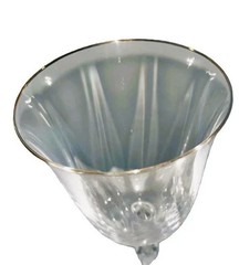 2005 Set 4 Mikasa Sonata Gold Crystal 8” Wine / Water Glasses w/Gold Rims 844