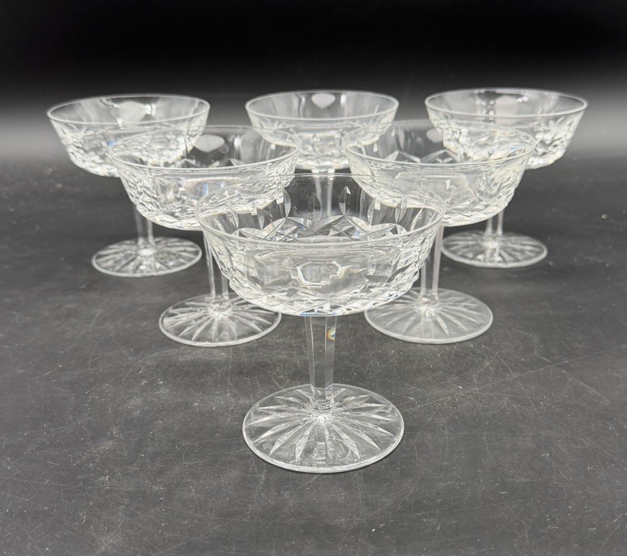 Waterford Crystal Set of 6 Lismore 4-1/8″ Champagne Tall Sherbet Coupe Glasses
