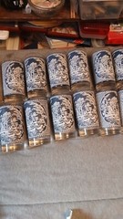 Vintage Currier & Ives Blue and White 10oz Glasses Tumblers – set of 4