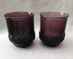 SET OF 2 FRANCISCAN MADEIRA PLUM GLASS DOUBLE OLD FASHIONED 4″