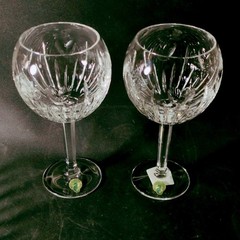 WATERFORD MILLENNIUM LOVE TOASTING GLASS, Cut Lead Crystal, 8″, 10 Oz, NIB, 2PCS