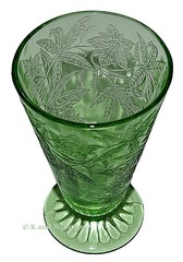 Jeannette Floral Poinsettia Depression Glass Green Lemonade Tumbler