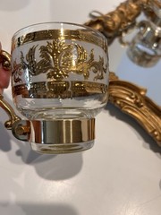 Set of 6 Vtg MCM Russian Martini Cocktail Handled Glasses 22Kt Gold