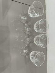 Set Of 4 Antique Delicate Crystal Glasses Clear