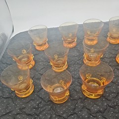 Rare cordial Glasses amber Blown Glass