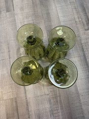 Vintage Set of 4 Libbey DuraTuff Gibraltar Olive Green Goblets – 16 oz