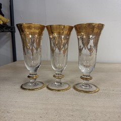Interglass Italy 24k Gold Drinking Glasses 7.5” Set of 3