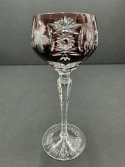 Nachtmann Traube Crystal Wine Glass Dark Red Cut to Clear 8 1/4″ Germany