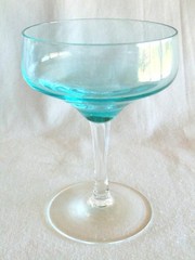 3 Mid-Century Modern Azure Blue CHAMPAGNE SHERBET Harmony Goblets, SASAKI, Japan