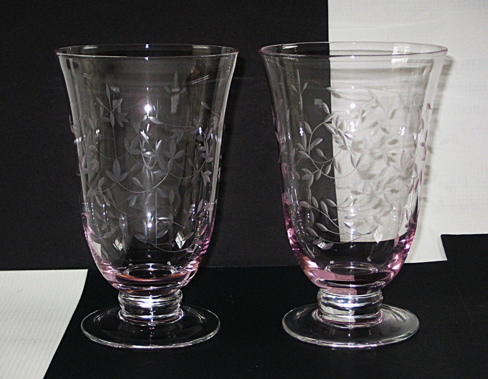 LENOX Crystal – Heather Pink Pattern – 6″ Iced Tea Tumbler – SET of TWO