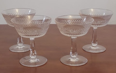 L2 MCM Fine Arts ROYAL DIAMOND Criss Cross Elegant Crystal SHERBET Champagne / 4