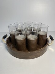 Full Set MCM Vintage Barware Henry & Miller Kraftware 8 Insulated Glasses & Tray