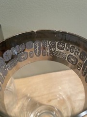 4 Dorothy Thorpe Style Highball Glasses Vintage w/ Silver Band, Geometric Design