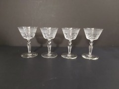 Libbey Rock Sharpe Champagne Sherbet Etched Glass Approx 4-3/4” x 2-7/8” Vintage