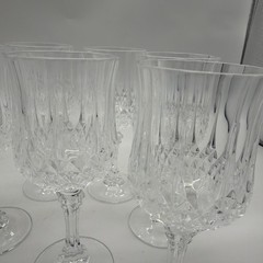 Set of 7 Vintage Cristal D’Arques-Durand Longchamp Crystal Wine Glasses 6.5” H