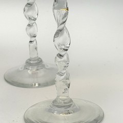 Vintage cordial glasses martini glasses with twisted stems 6.25” Multicolored
