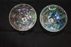 Set of 7 Fostoria Iridescent Rainbow Glass Champagne Sherbet Coupes Stemware