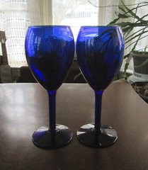 Pair of PIER 1 Cobalt P1C13 Water / Wine Goblets 7 7/8″