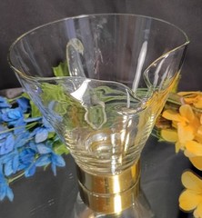Late Mid-Century Hand Blown Glass Martini Pitcher Gold Tone Base